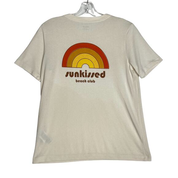 Madewell Sunkissed Beach Club Graphic Tomboy Tee Short Sleeve Crew Neck Cream - Picture 1 of 10